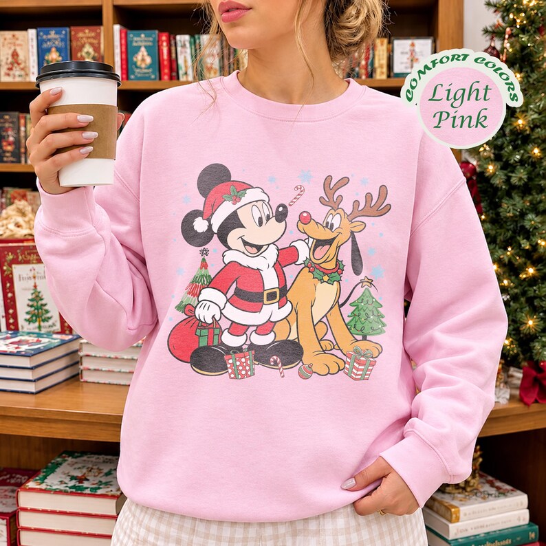 Retro Santa Mickey and Pluto Reindeer Christmas Comfort product image 6