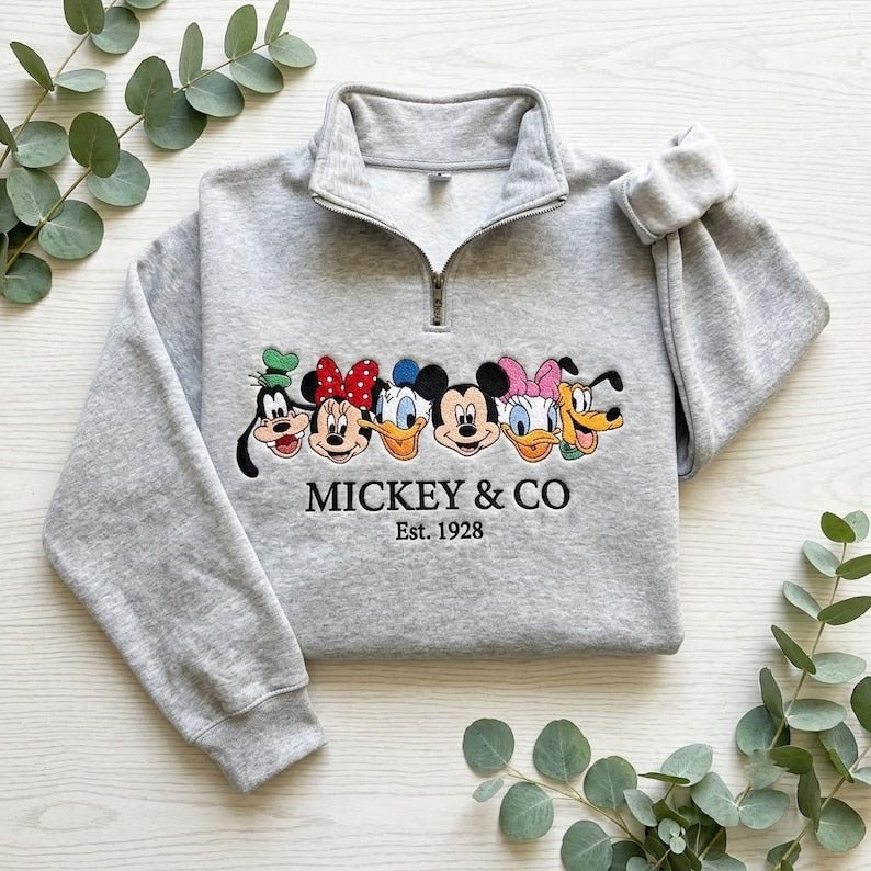 EMBROIDERED Mickey and Friends Sweatshirt, Disney Characters Pullover, Mickey Minnie Donald Daisy Goofy Pluto Shirt,Family Disney Trip Shirt