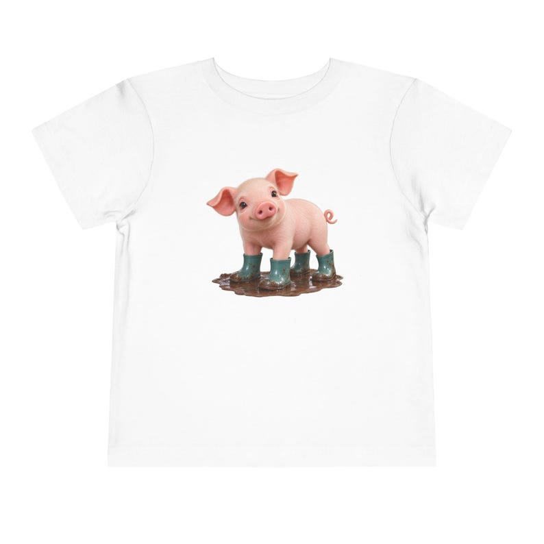 Cute Piglet Mud Puddle Toddler Short Sleeve Tee