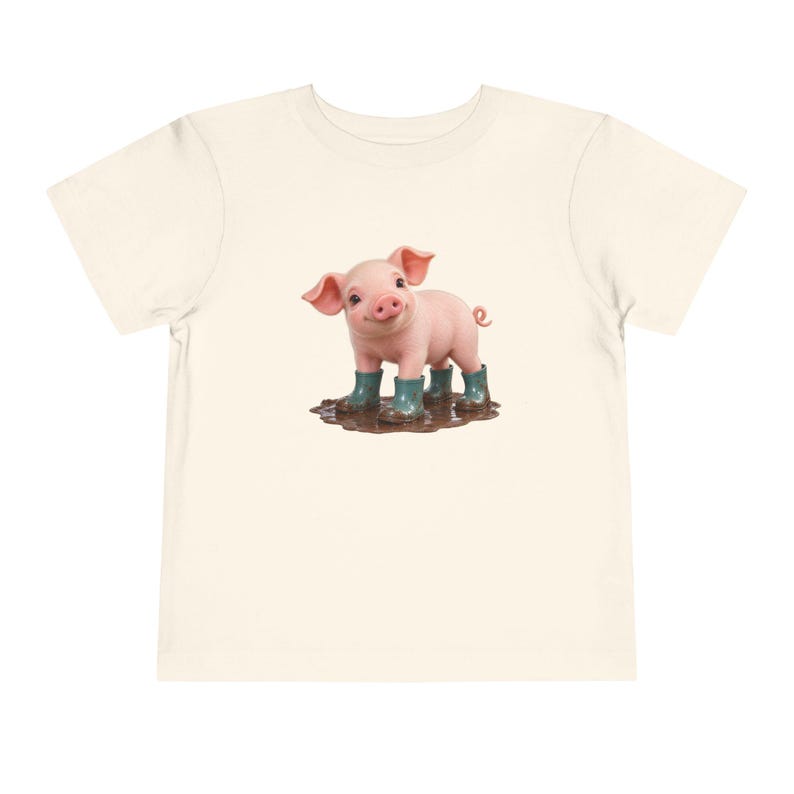 Cute Piglet Mud Puddle Toddler Short Sleeve Tee