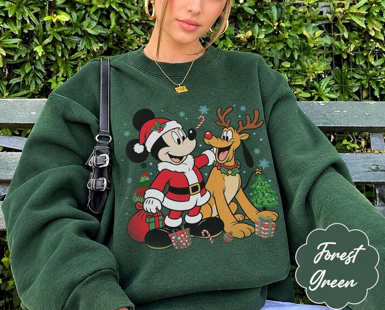 Retro Santa Mickey and Pluto Reindeer Christmas Comfort product image 1
