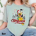Pluto Christmas Comfort Colors T-Shirt, Holiday Dog Graphic Tee, Festive Cartoon Character Shirt