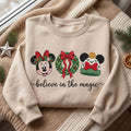 Believe In The Magic Christmas Embroidered Sweatshirt, Minnie Mickey Holiday Sweater, Pluto Christmas Shirt, Disney Gift