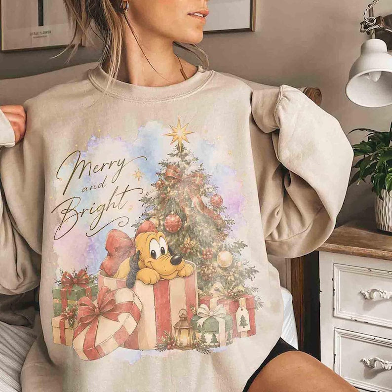 Retro Disney Pluto Dog Christmas Presents Shirt, Mickey's Very Merry Christmas Party 2026 Tee, Disneyland Holiday Family Gifts, Dog Lover