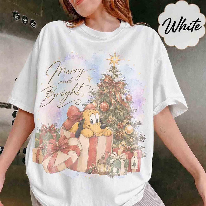Retro Disney Pluto Dog Christmas Presents Shirt, Mickey's Very Merry Christmas Party 2026 Tee, Disneyland Holiday Family Gifts, Dog Lover