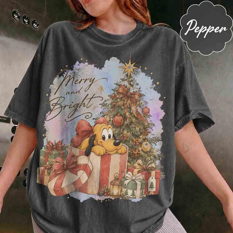 Retro Disney Pluto Dog Christmas Presents Shirt, Mickey's Very Merry Christmas Party 2026 Tee, Disneyland Holiday Family Gifts, Dog Lover