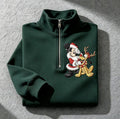 Embroidered Mickey Mouse & Pluto Christmas Quarter Zip Sweatshirt, Mickey's Once Upon a Christmas Holiday Pullover, Disney Xmas Gift For Her