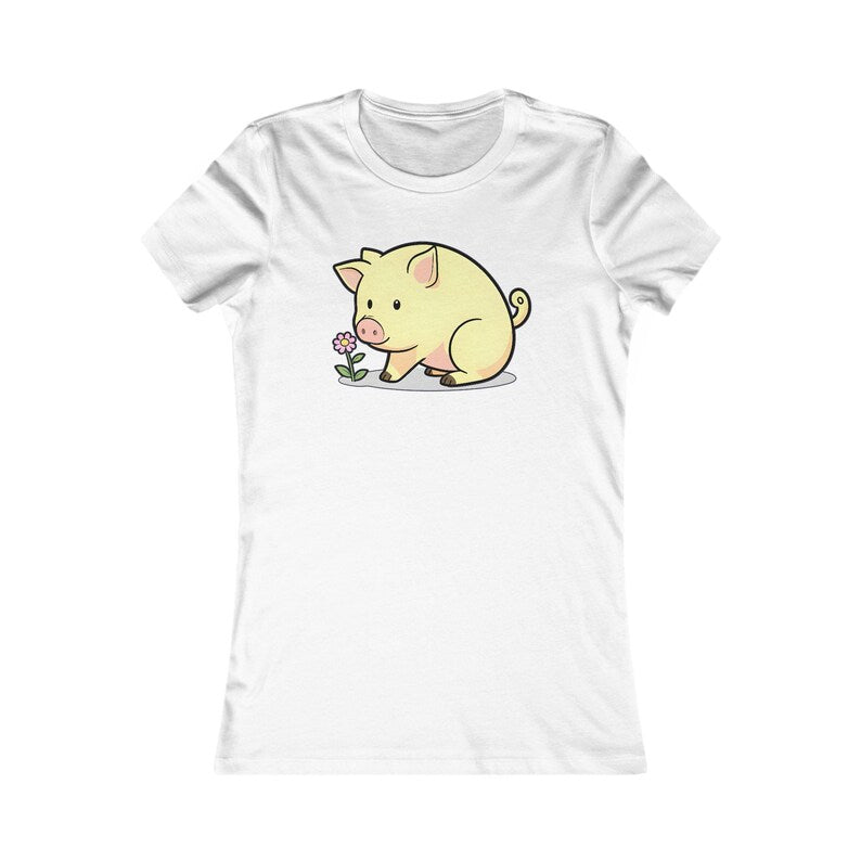 Piglet Shirt, Cute Women's Tee, Kawaii Animal Graphic Top, Lover Gift for Her