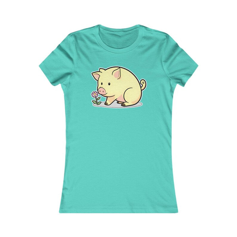 Piglet Shirt, Cute Women's Tee, Kawaii Animal Graphic Top, Lover Gift for Her