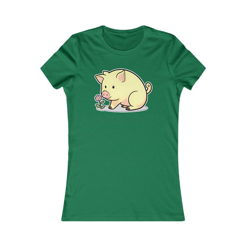 Piglet Shirt, Cute Women's Tee, Kawaii Animal Graphic Top, Lover Gift for Her