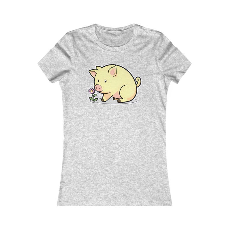 Piglet Shirt, Cute Women's Tee, Kawaii Animal Graphic Top, Lover Gift for Her