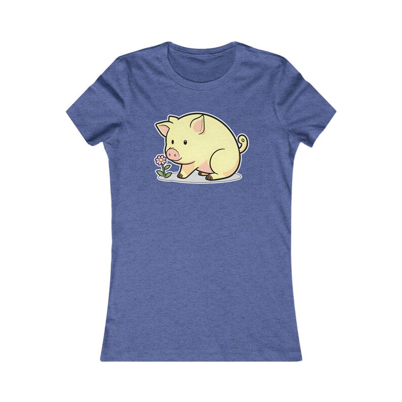 Piglet Shirt, Cute Women's Tee, Kawaii Animal Graphic Top, Lover Gift for Her