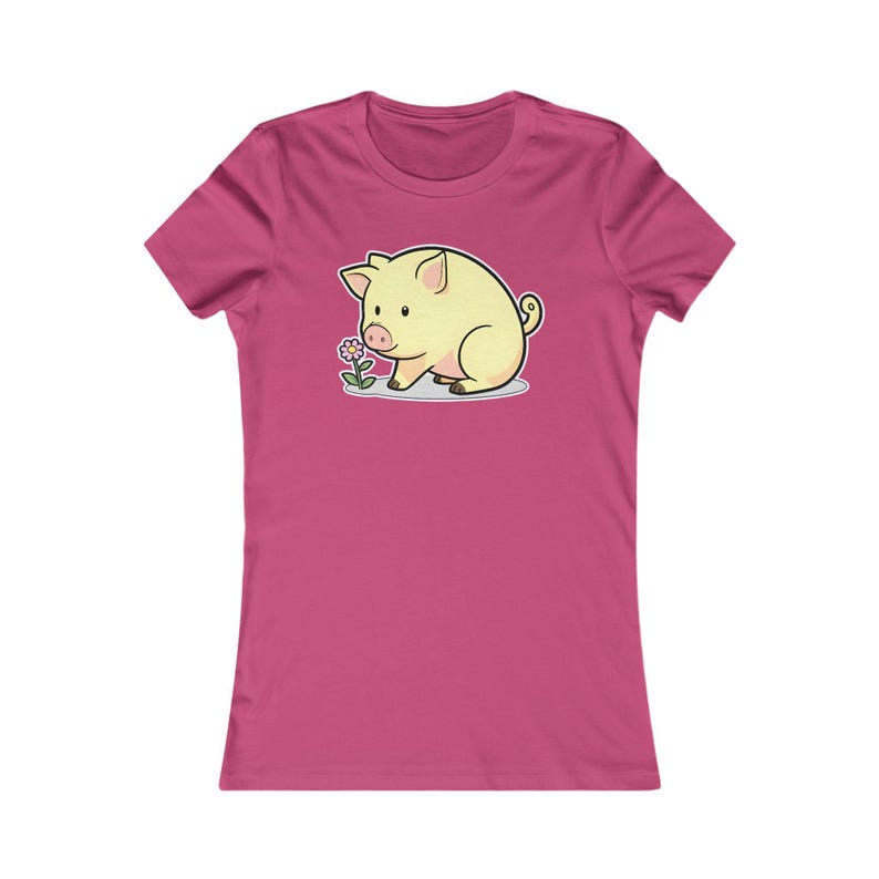 Piglet Shirt, Cute Women's Tee, Kawaii Animal Graphic Top, Lover Gift for Her
