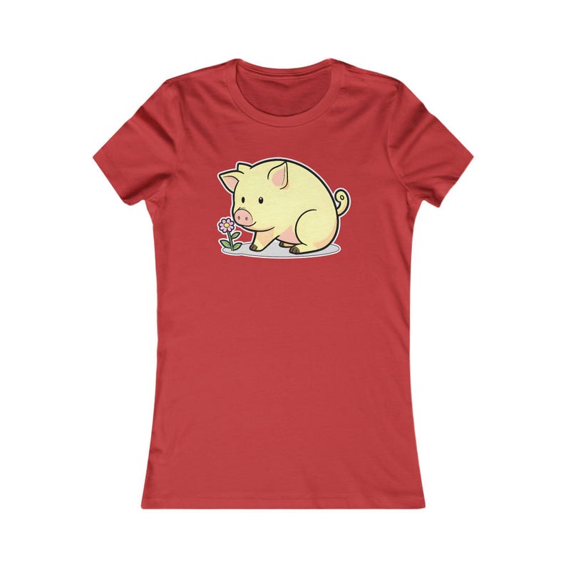 Piglet Shirt, Cute Women's Tee, Kawaii Animal Graphic Top, Lover Gift for Her