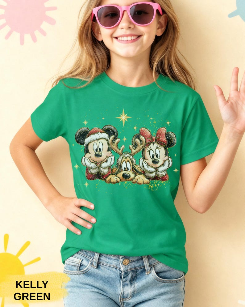 Bella Canvas Mickey Minnie Pluto Christmas Shirt, Vintage Disney Christmas Tee, Retro Disney Holiday Shirt, Disney Family Christmas Outfit