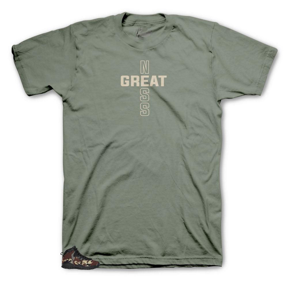 Retro 10 Woodland Camo Greatness Cross Shirt