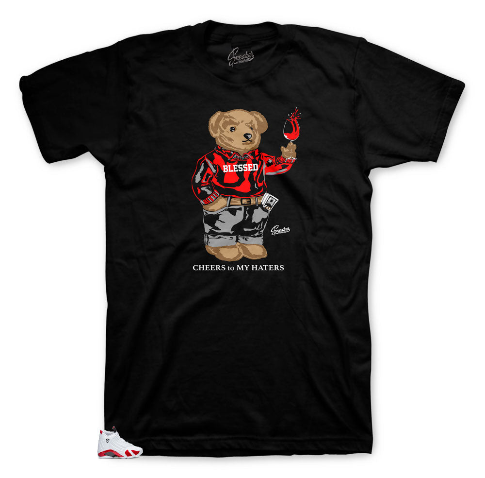 Retro 14 Candy Cane Cheers Bear Shirt