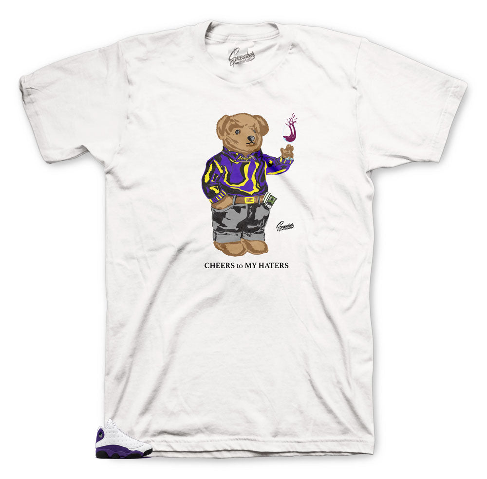 Retro 13 Court Purple Cheers Bear Shirt