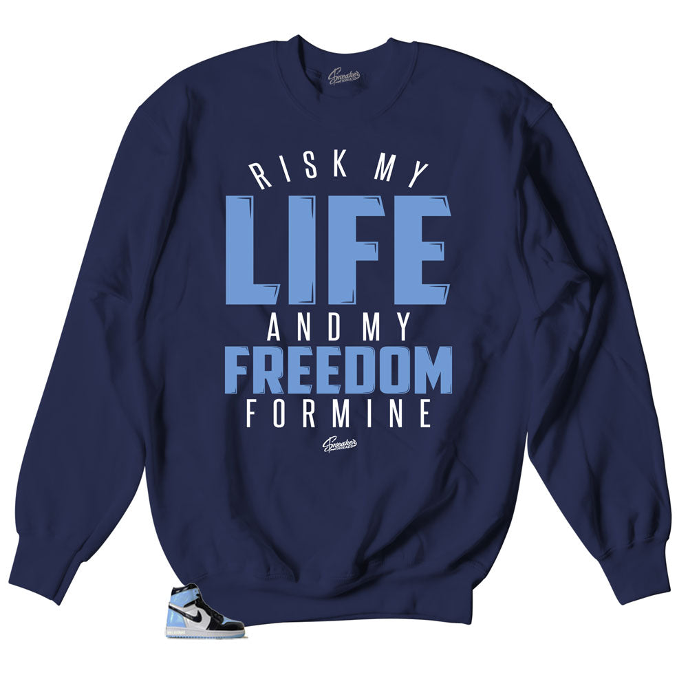 Retro 1 Uni Blue Patent My Life Sweater