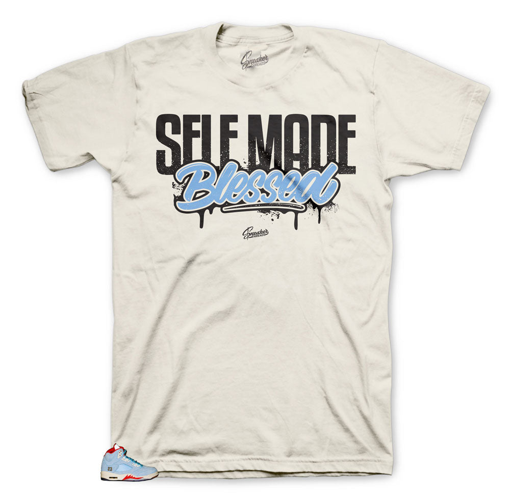 Retro 5 Ice Blue Self Made Shirt