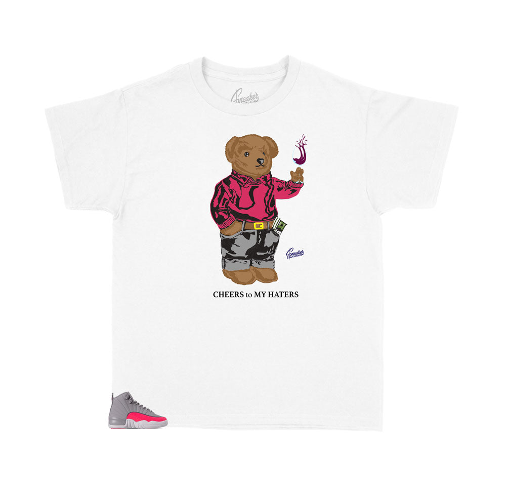 Kids - Retro 12 Racer Pink Cheers Bear Shirt