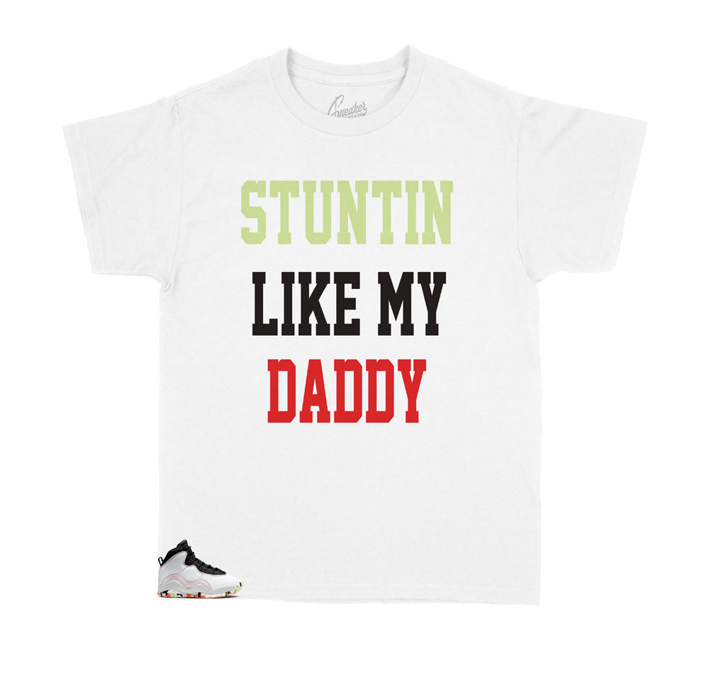 Kids -  Retro 10 Ember Glow Stunt Like Daddy Kids Shirt