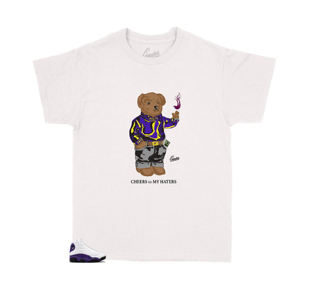 Kids -  Retro 13 Court Purple Cheers Bear Kids Shirt
