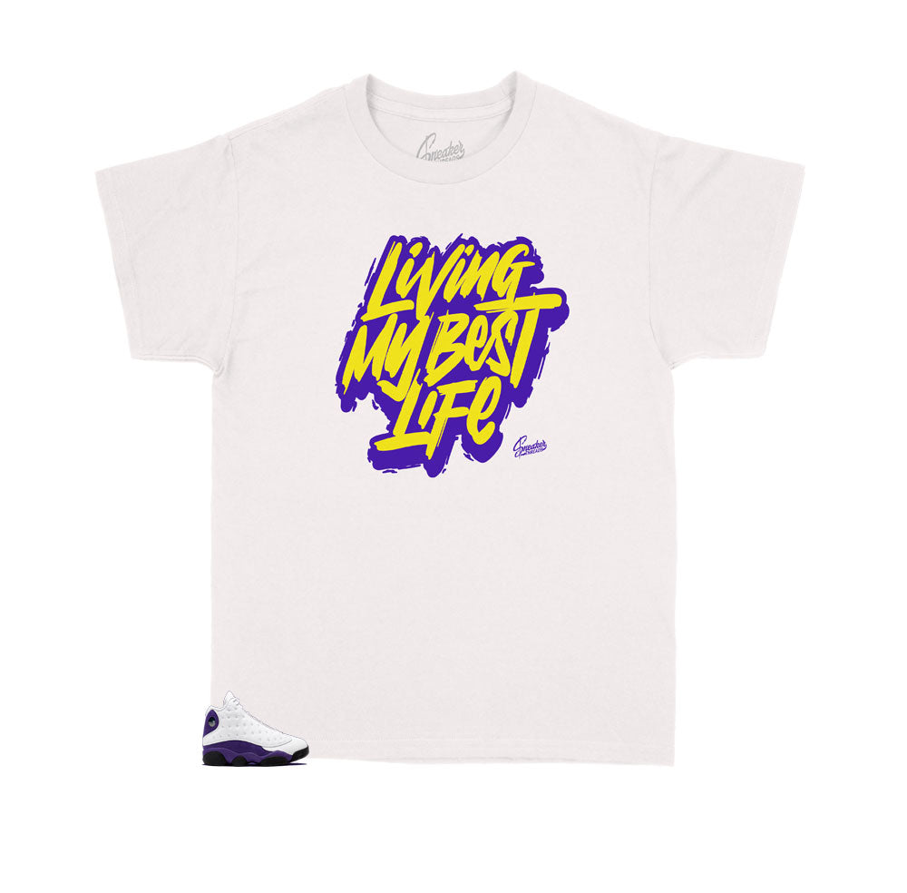 Kids -  Retro 13 Court Purple Living Life Kids Shirt