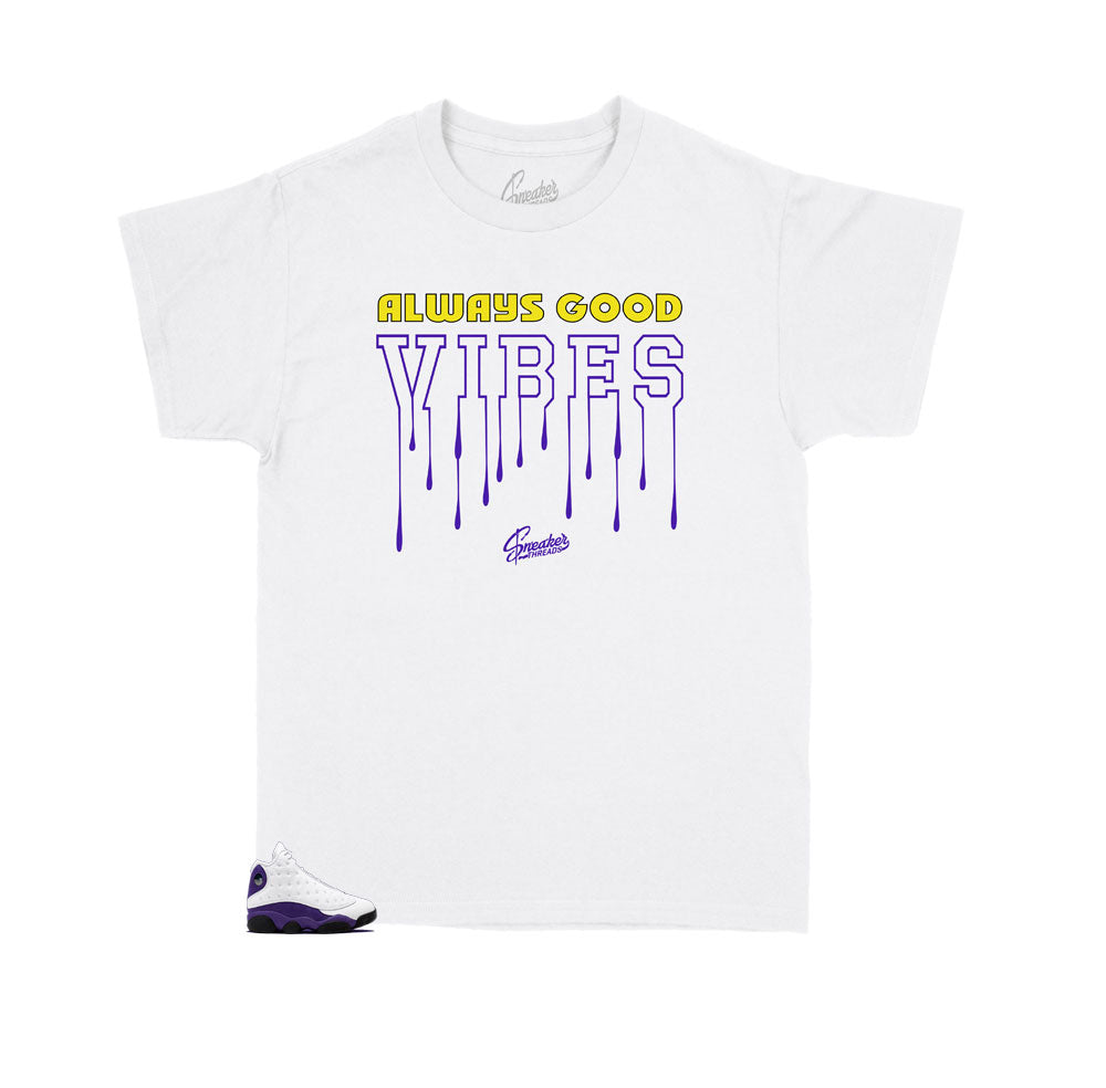 Kids -  Retro 13 Court Purple Good Vibes Only Kids Shirt