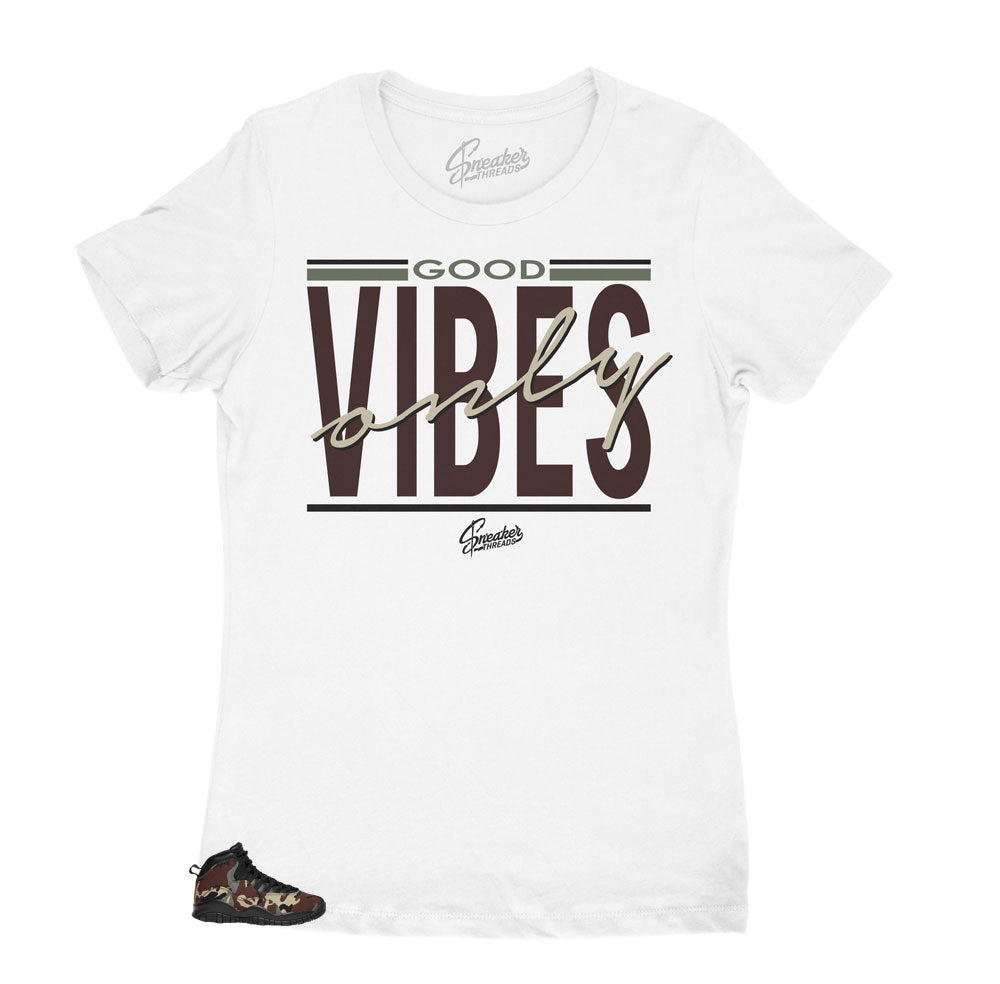 Womens - Woodland Camo 10 Good Vibes Shirt