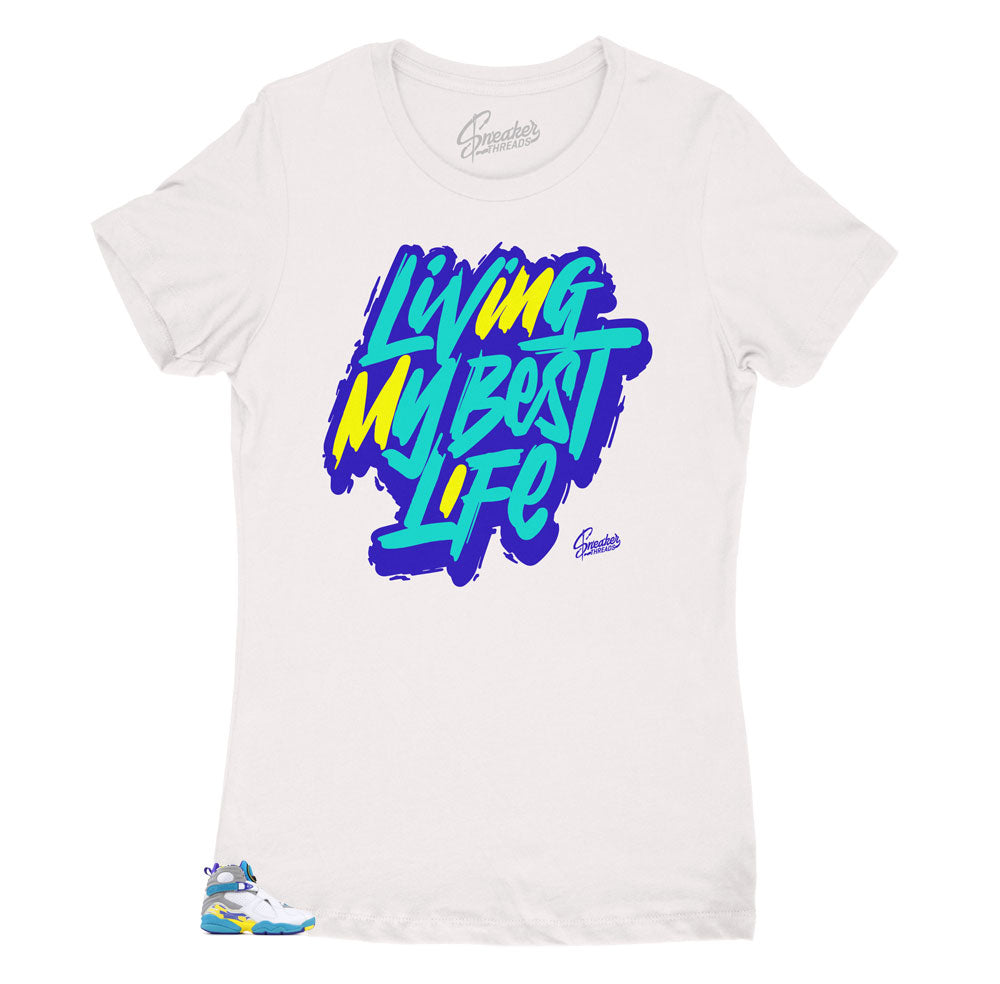 Womens -  White Aqua 8 Livin life Shirt