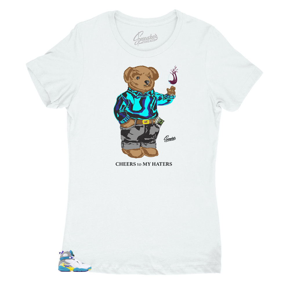 Womens -  White Aqua 8 Cheers Bear Shirt